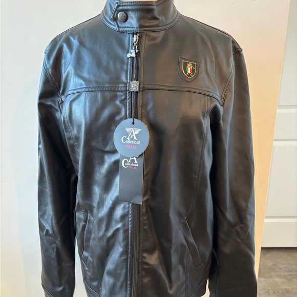 A Collezioni Italian Black Faux Leather Jacket - Picture 1 of 13